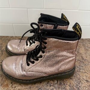 Dr. Martens Junior 1460 Metallic Boots Girls 3 Pink Disco Crinkle